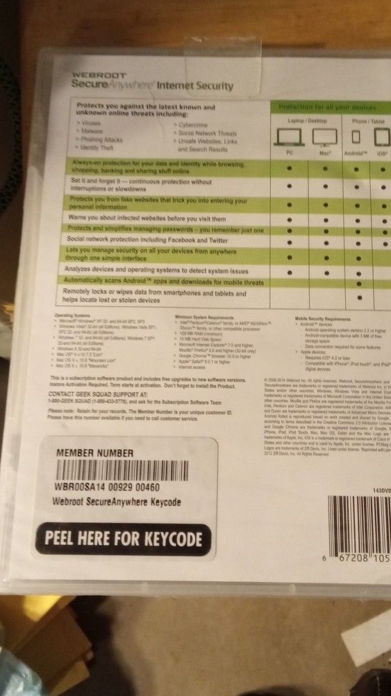 Webroot SecureAnywhere Internet Security DVD for PC, Mac, Android, iOS 3 Devices