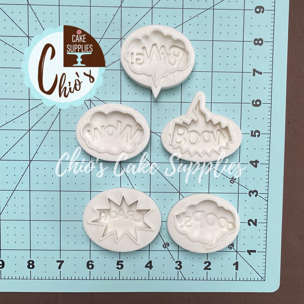 Superhero Word Bubbles Silicone Mold 5 pcs. Set