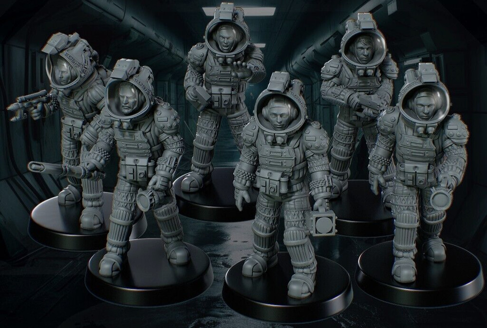 Space Marines Battle-Ready Astronaut Army 6-Pk 3D Printed Models