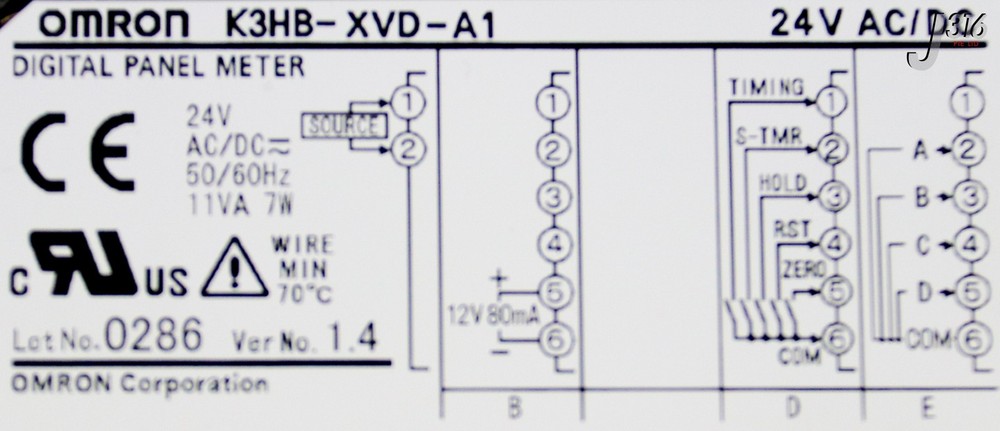 39530 OMRON DIGITAL PANEL METER K3HB-XVD-A1
