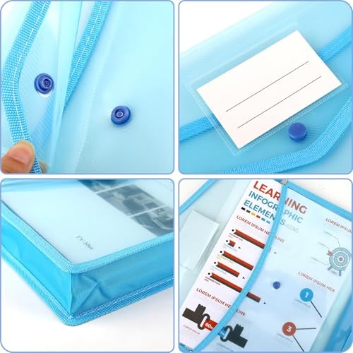 Plastic File Folders, 5 Pack A4 Poly Envelope Expanding File Multicolored