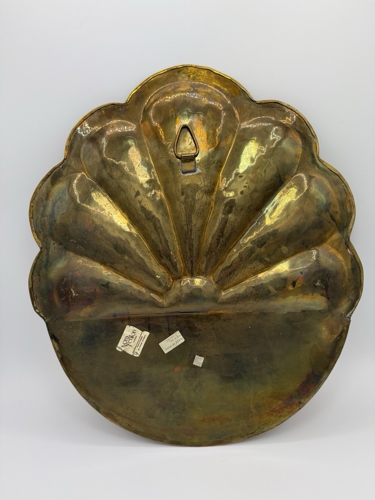 Vintage Solid Brass Scalloped Wall Pocket Planter MCM Decor