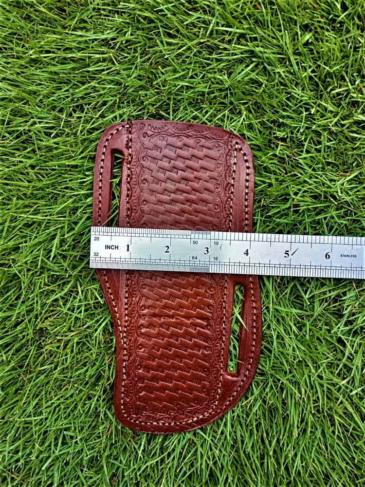 7”Fixed Straight Blade Knife Pancake Authentic Leather Sheath Hand Engraved