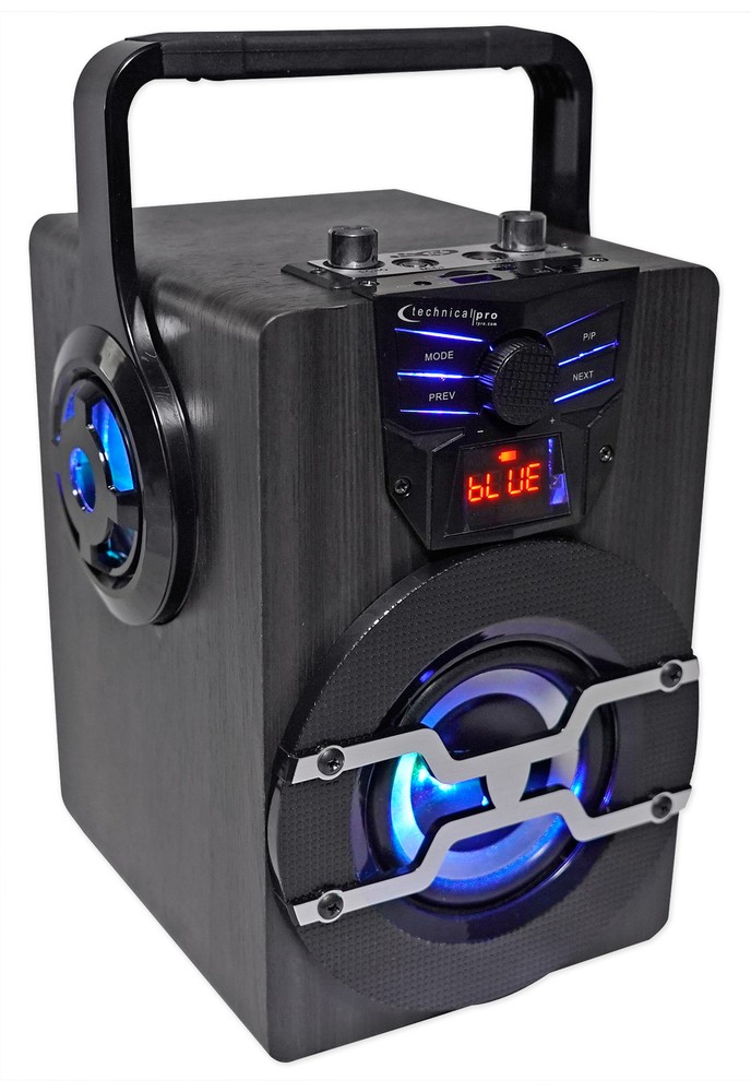 Technical Pro WASP420 Bluetooth Karaoke Machine System w/LED's+Mic+Tablet Stand