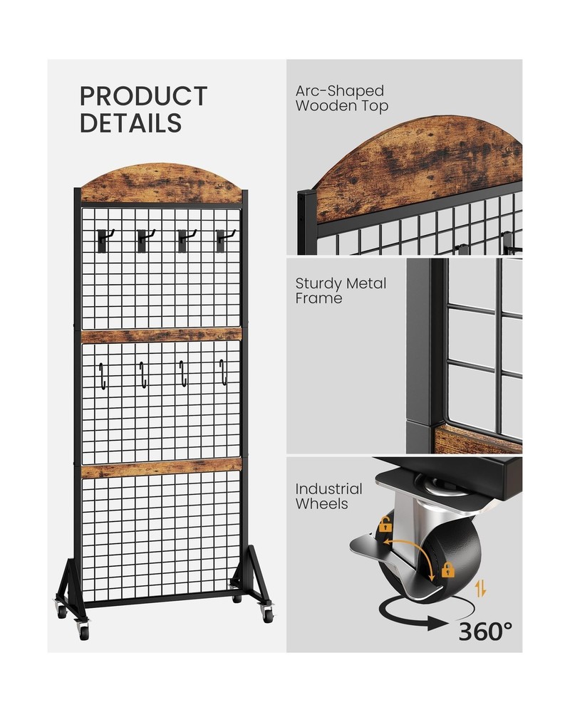 Grid Wall Panel 5.7’ x 2’ FT Grid Display Rack, Movable Gridwall Dis