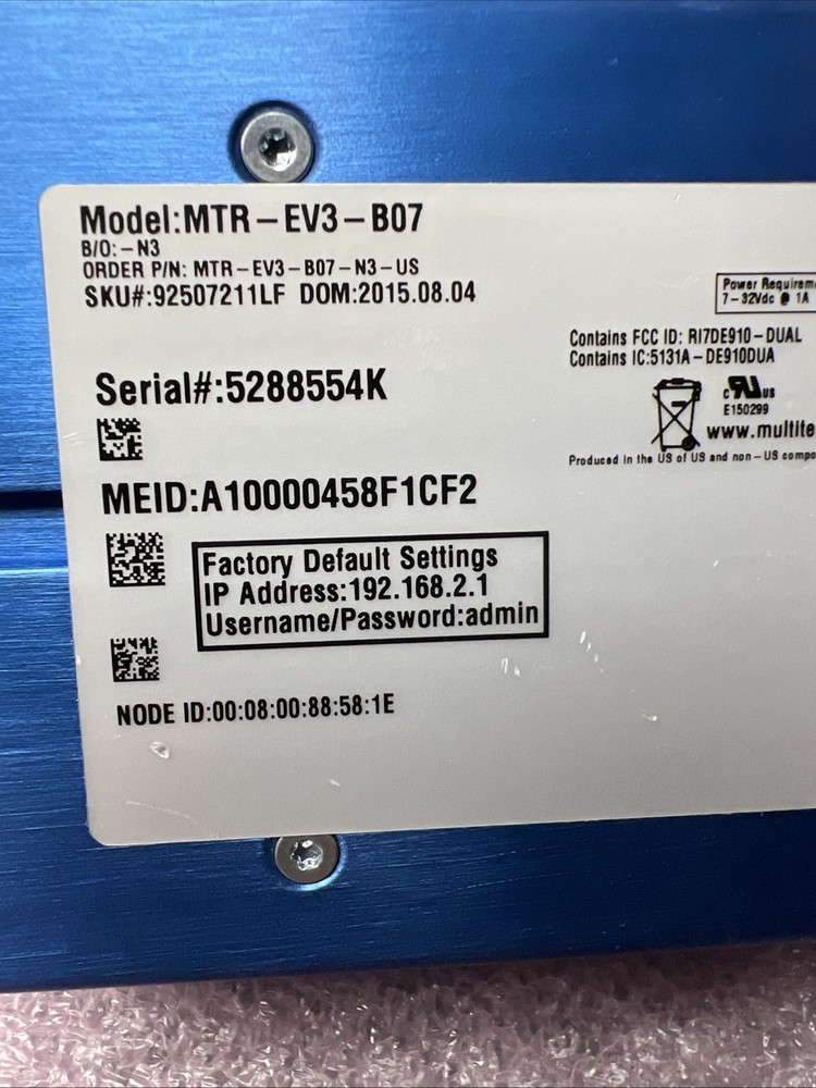 Used Multitech MTR-EV3-B07 Wireless Router