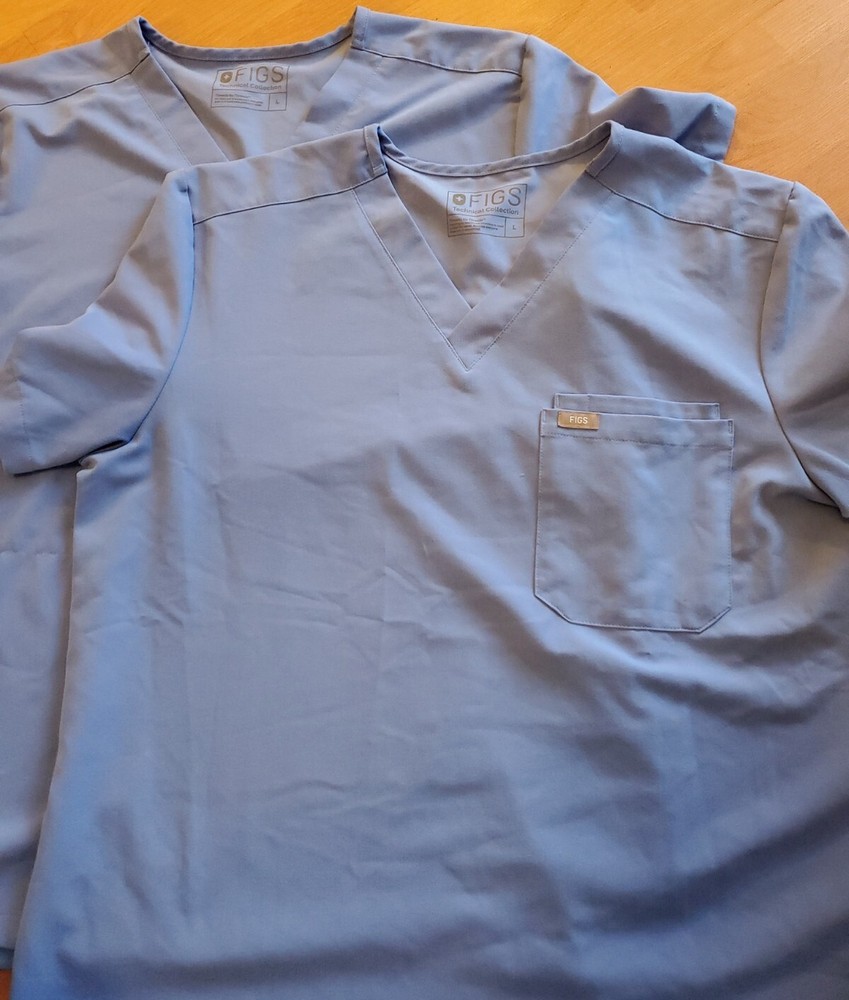 FIGS 2 One Pocket Scrub Top  Blue Technical Collection - Size Large