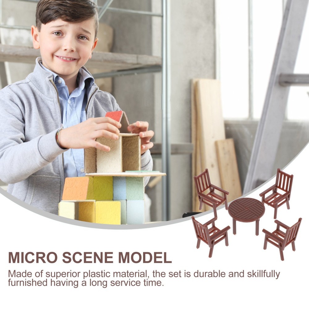 4 Sets Mini Table Chair Set Plastic Chair Model Playhouse Decor Accessory