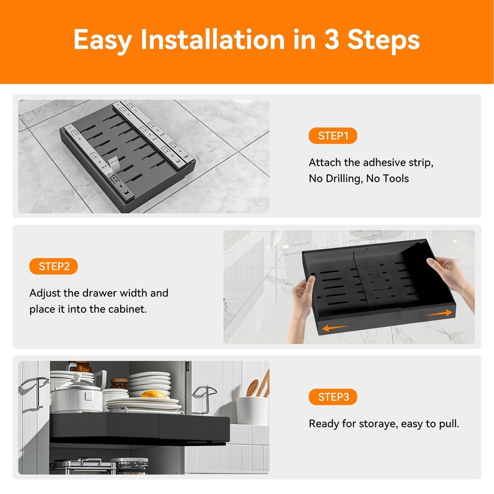 2 Pack 21'' Deep Pull Out Cabinet Organizer Expandable Width (12.6'' to 21'')...