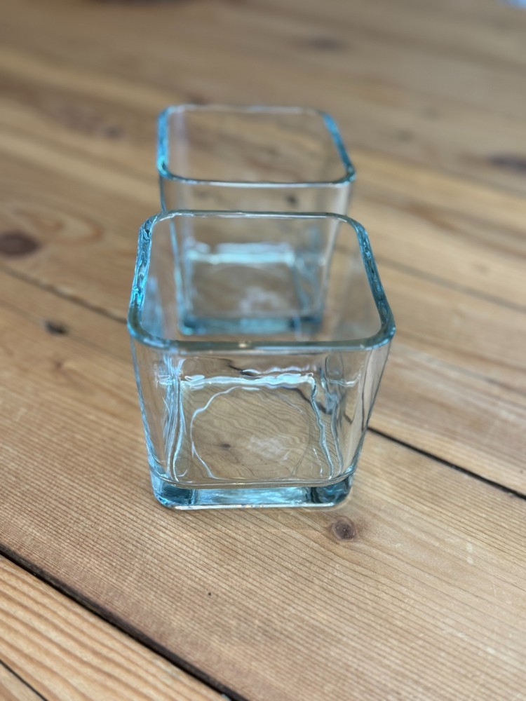 Clear Square Glass Jar Lightly Used Small Large Tall