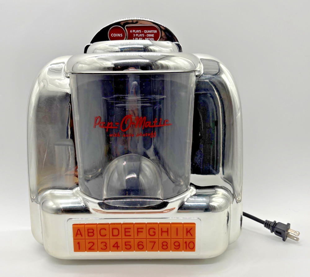 Pop-O-Matic Diner Jukebox Popcorn Maker Vintage Style TESTED-WORKS-EUC