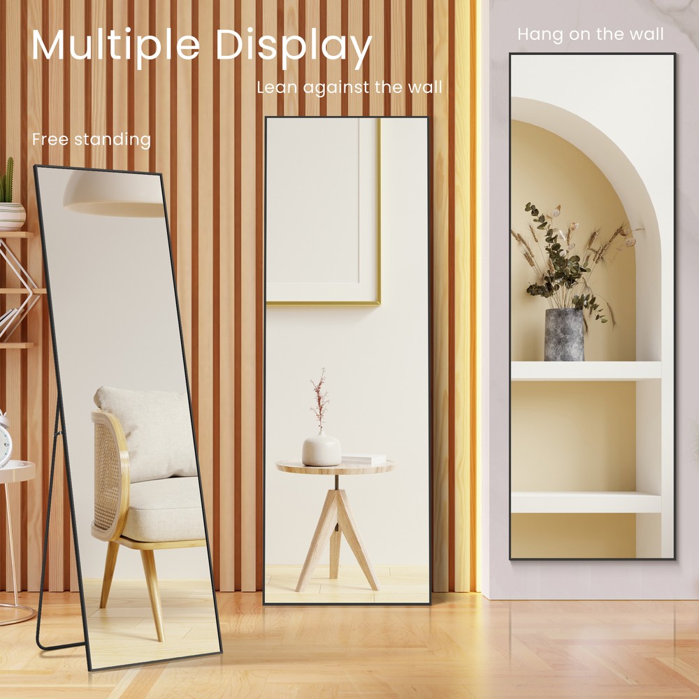 Full Length Floor Mirror, Wall Mounted Rectangle Floor Mirror Hanging or Leaning