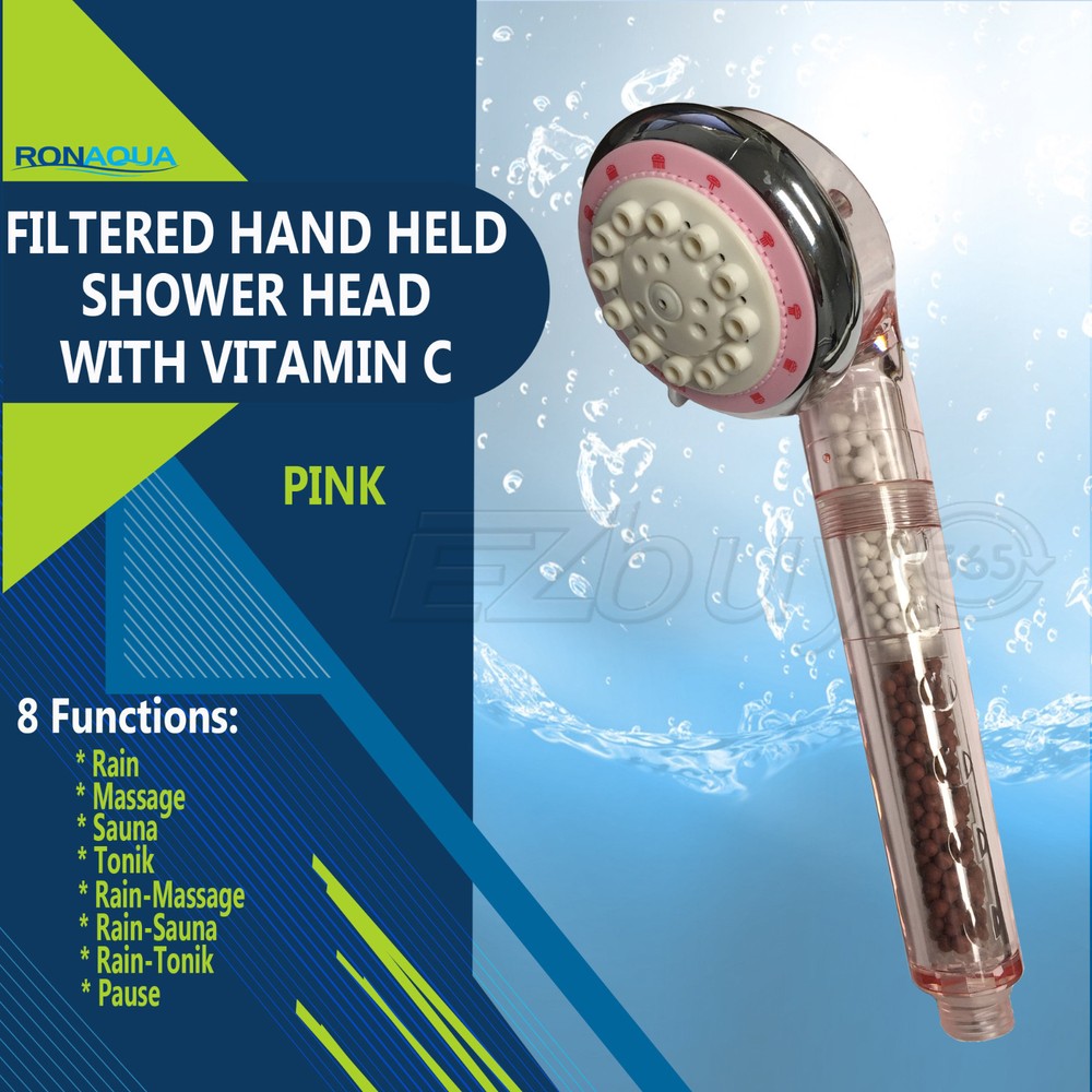 Filtered Hand Held Shower Head with Vitamin C, Pink Color