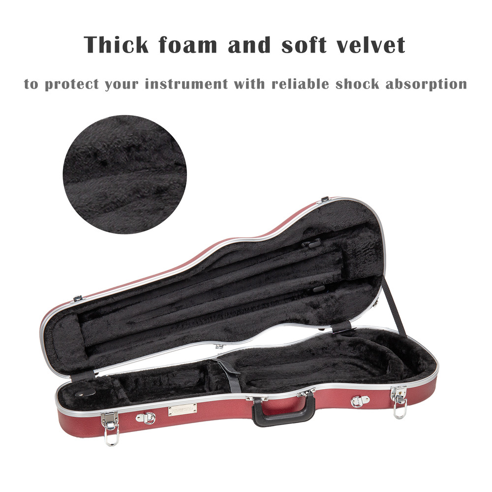Crossrock Violin Case for 4/4 Full-Size Violin Security Lock- Dark Red