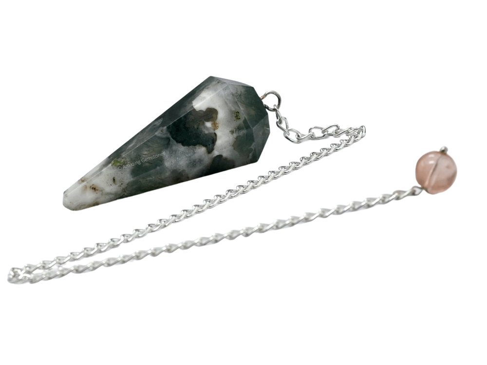 Moss Agate Dowsing Crystal Pendulum