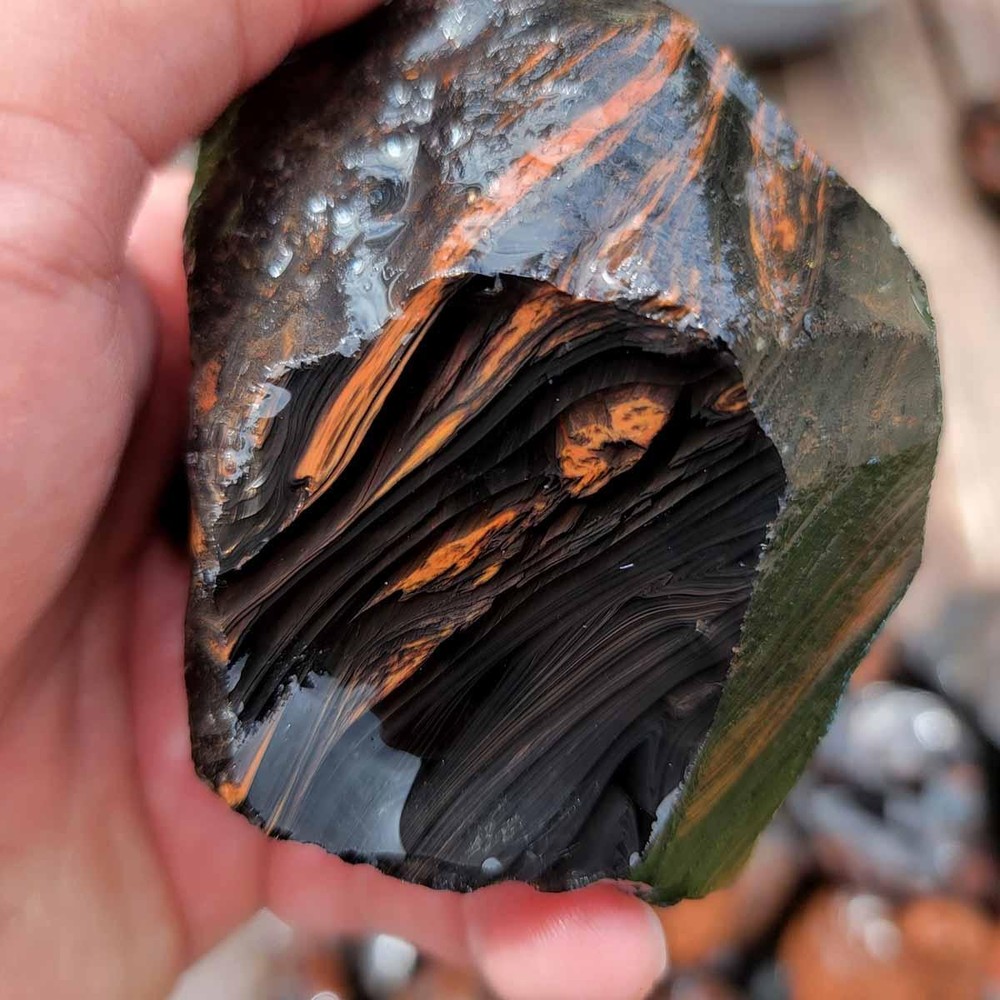 B Grade Tri-Flow Obsidian Rough!  Old Stock Lapidary Wholesale!