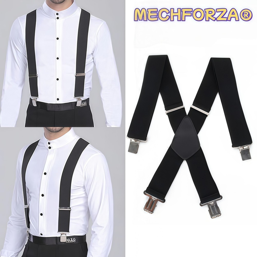 Adjustable Elastic Men's Shoulder Strap Clip Men's Suspender Polyester 2"