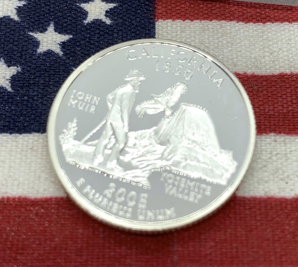 California CA SILVER state Quarter Coin Ring