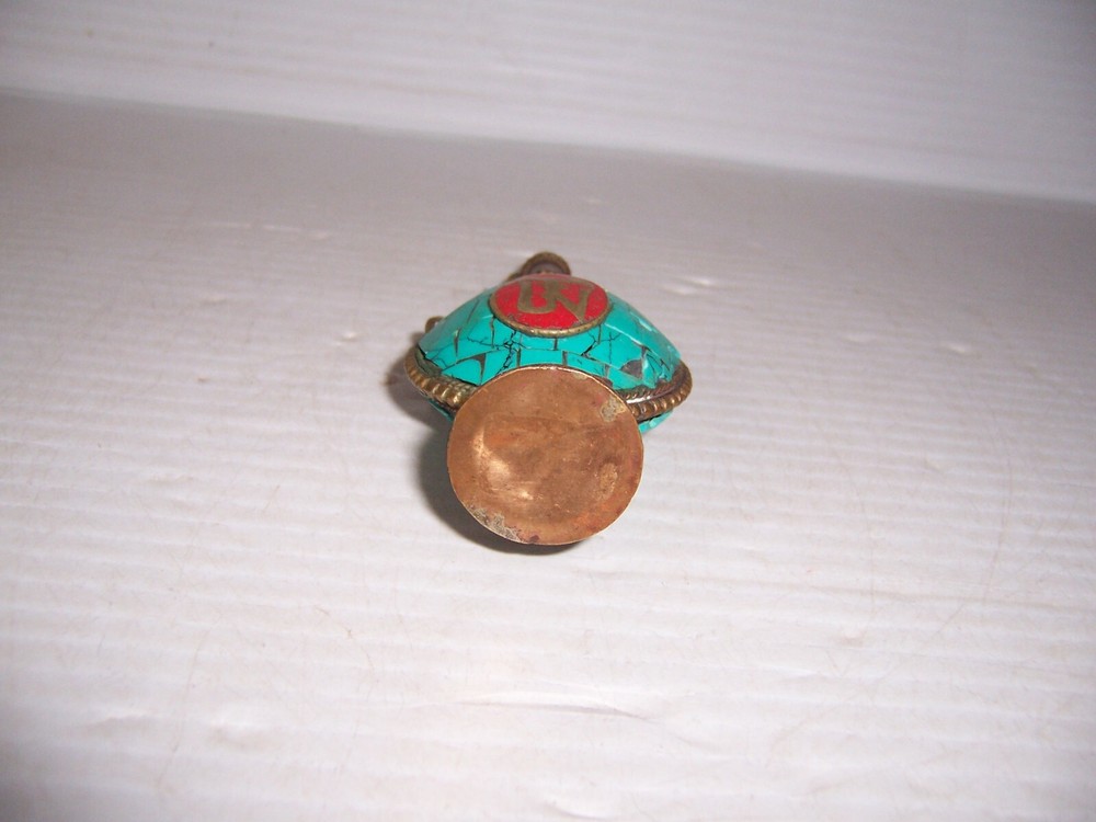 Vintage Persian Snuff Bottle with Turquoise