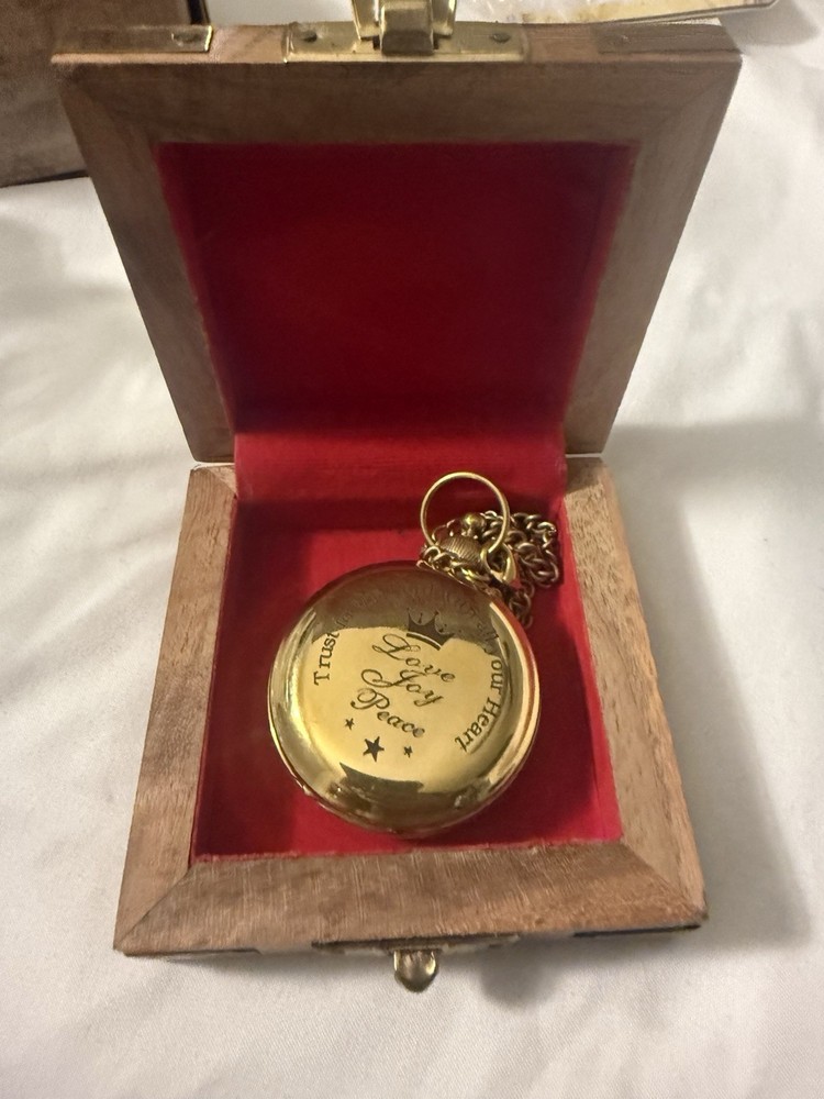Solid Brass Pocket Compass With Bible Verses - Religious - Gift