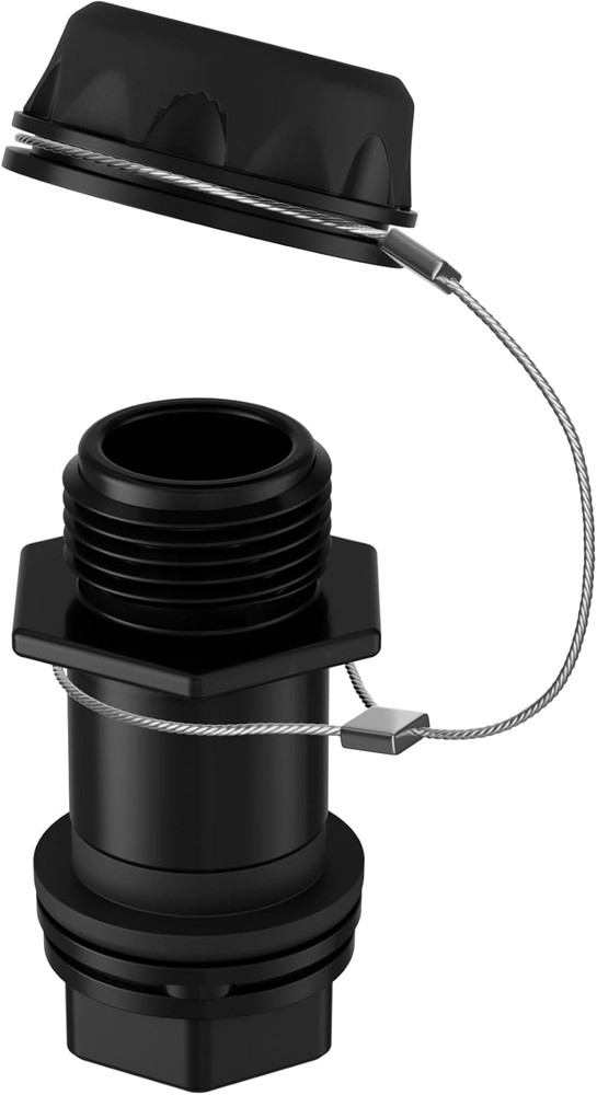 Black Cooler Drain Plug Replacement with Stainless Steel Tether, Leak-Proof D...