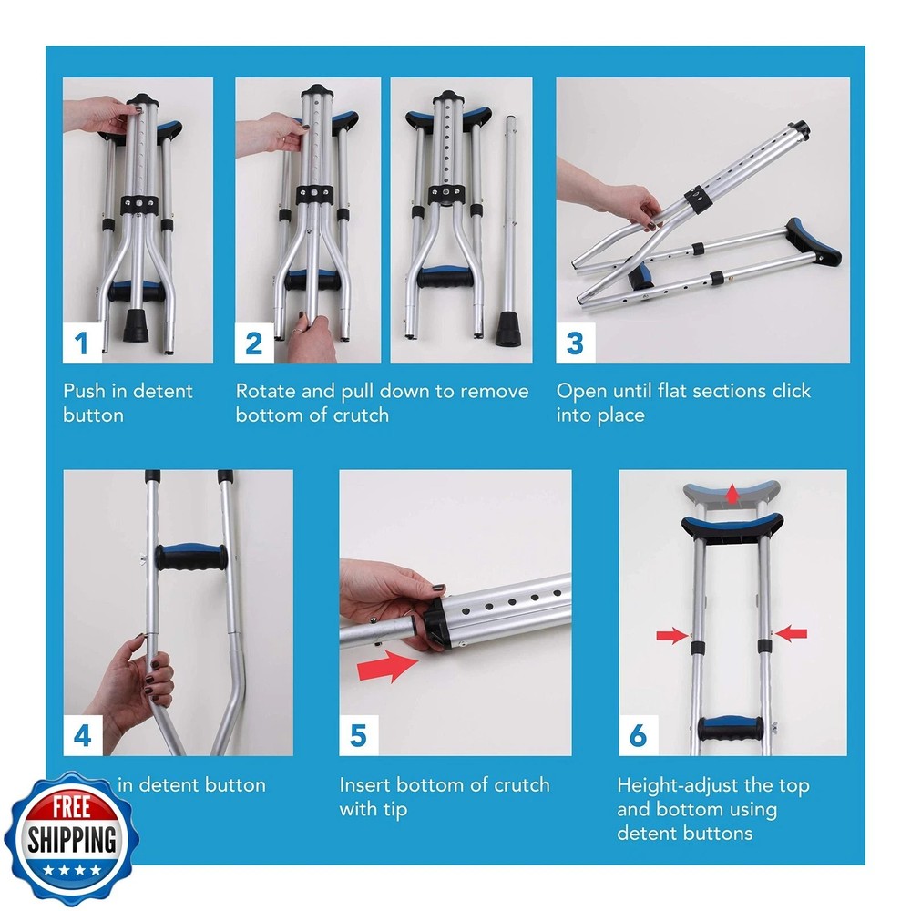 Carex Folding Crutches Pair Universal Size