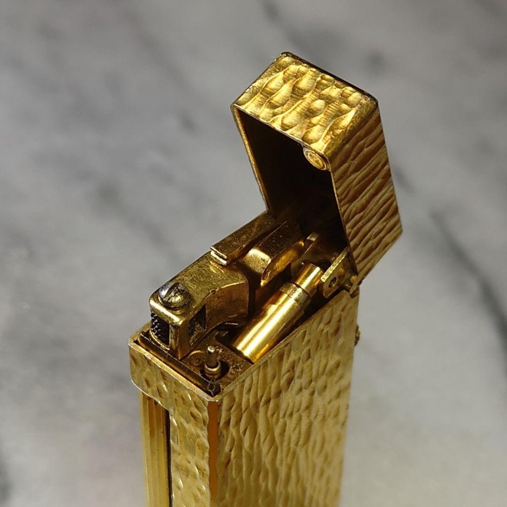 Vintage Dunhill Rolla gas lighter Gold Bark working condition