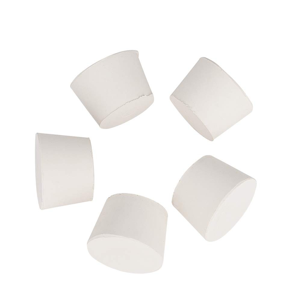 5 Pack Solid Rubber Stoppers 9 White Tapered Lab Seal Plug Replacement Kit