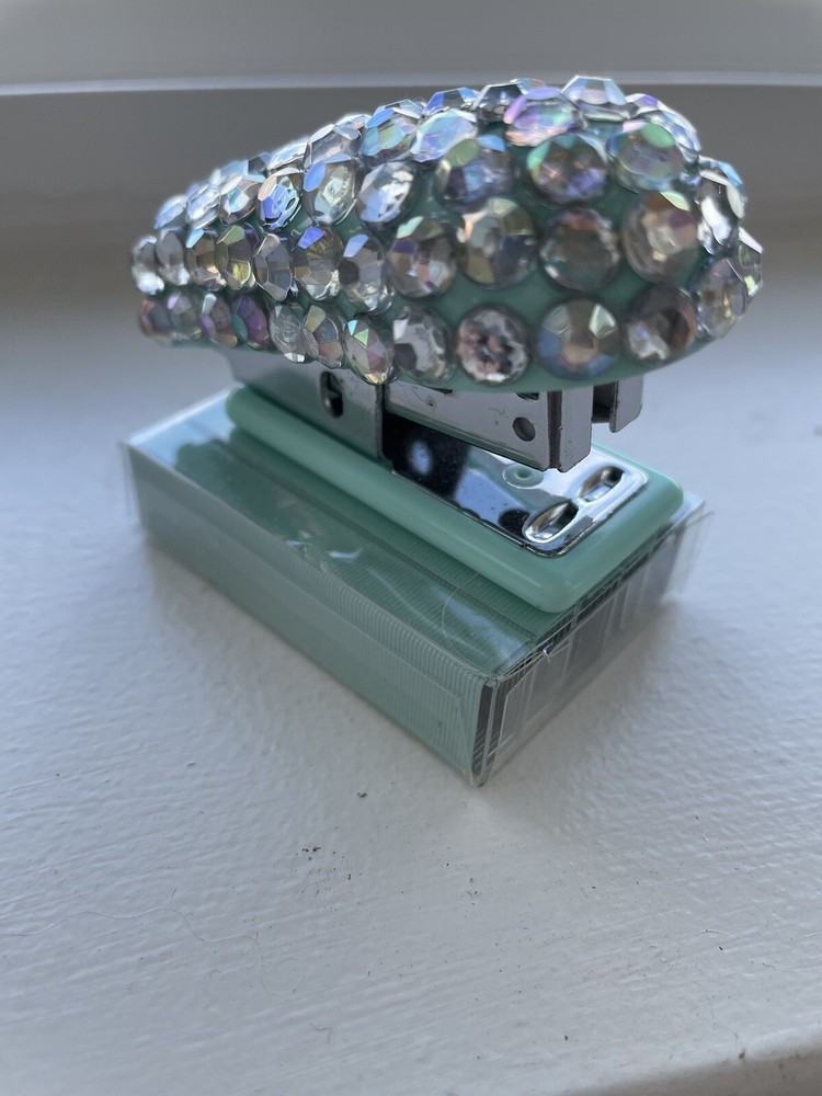 Mint Green Bling Rhinestone Stapler bling mini stapler