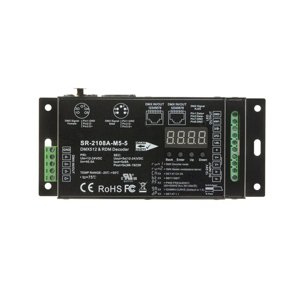 DMX 512 and RDM Decoder 5 Channel 12-24V 8A SR-2108A-M5-5