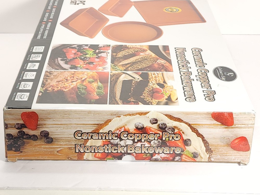 Culinary Edge Copper Ceramic Nonstick Bakeware Set, Assorted Items, 4 Piece