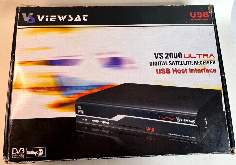 VIEWSAT Digital Satellite Receiver VS2000 ULTRA USB Host Interface, Cables, Box