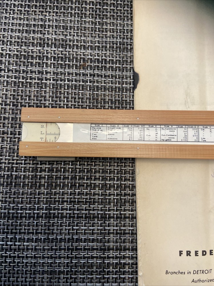 Vintage Frederick Post Slide Rule 1447 , With Manuel