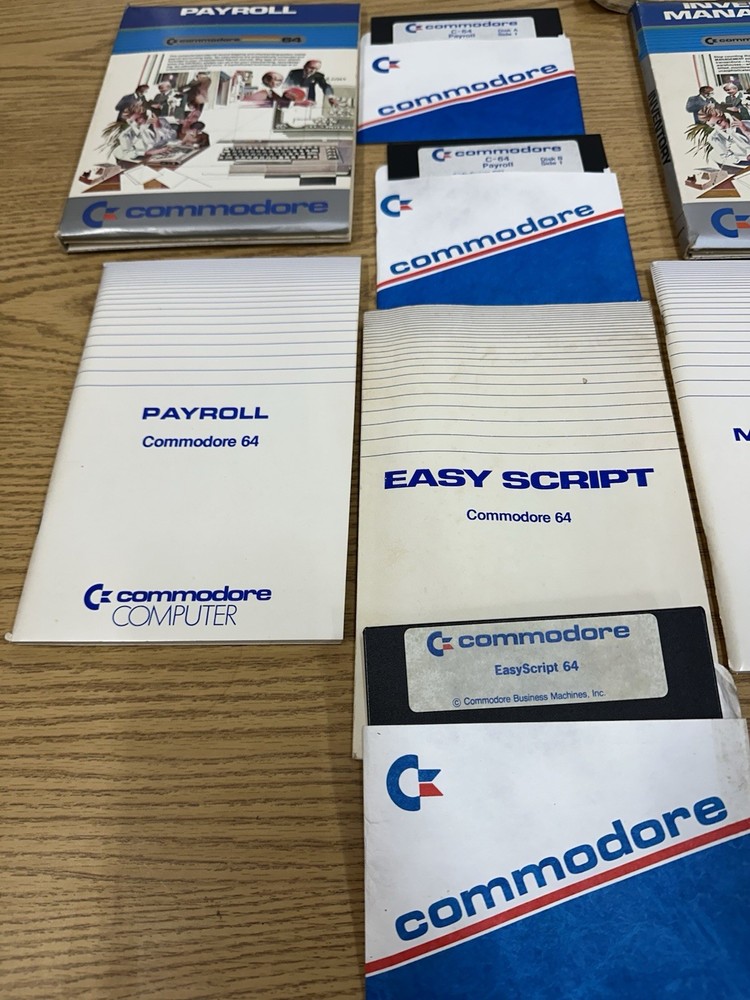 Lot Of Commodore User Guides, Payroll, Inventory Management, Easy Script Disks