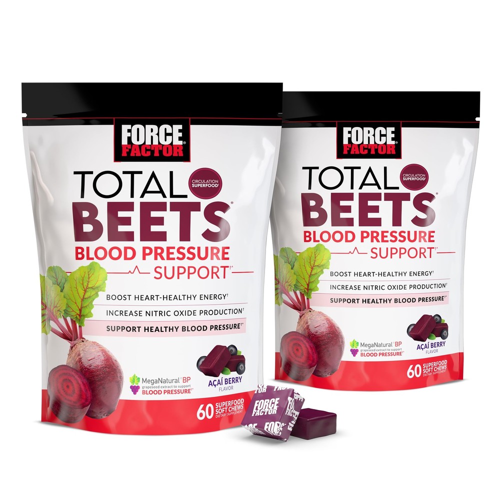 Force Factor Total Beets Blood Pressure 60 Count (Pack of 2), White Packaging