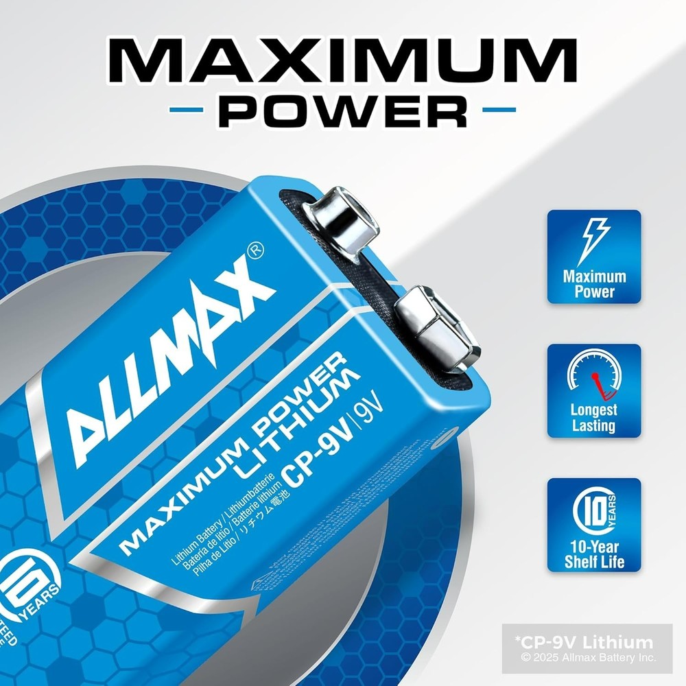 ALLMAX 9V Batteries 12 Pack Lithium  exp 2035