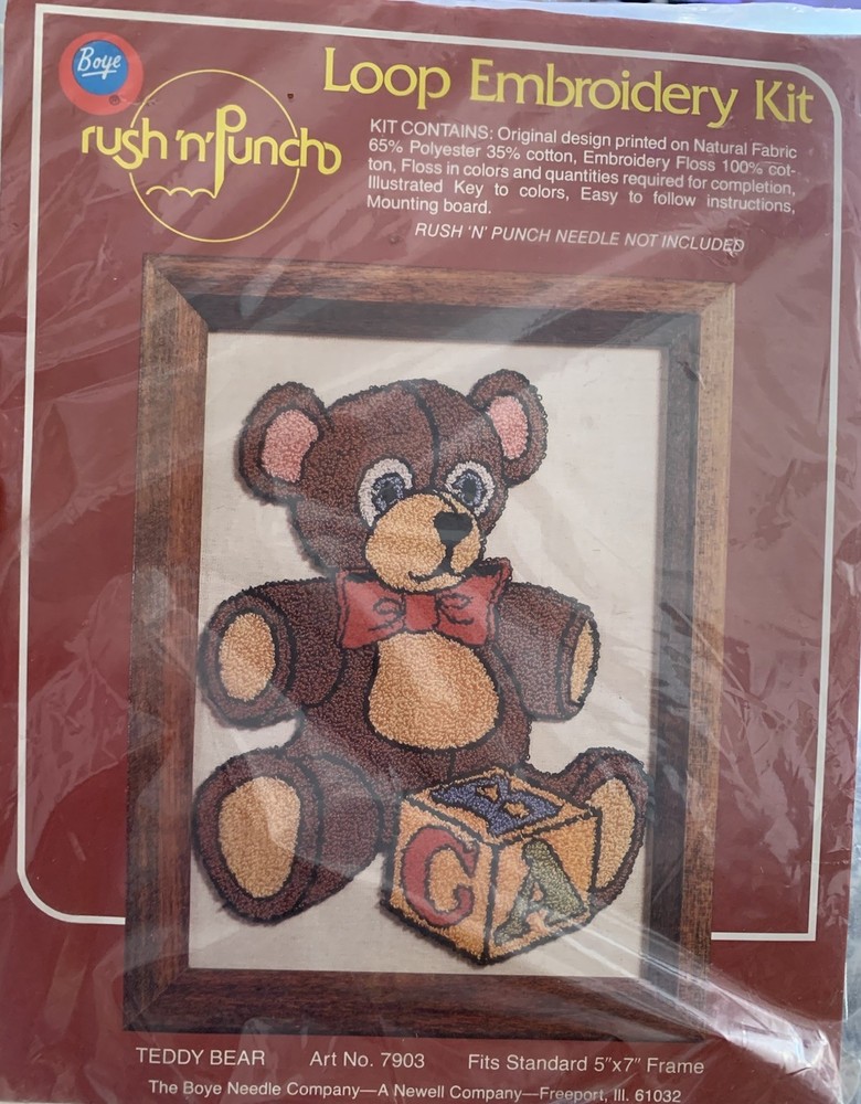 Rush n Punch TEDDY BEAR Loop Embroidery Kit #7903