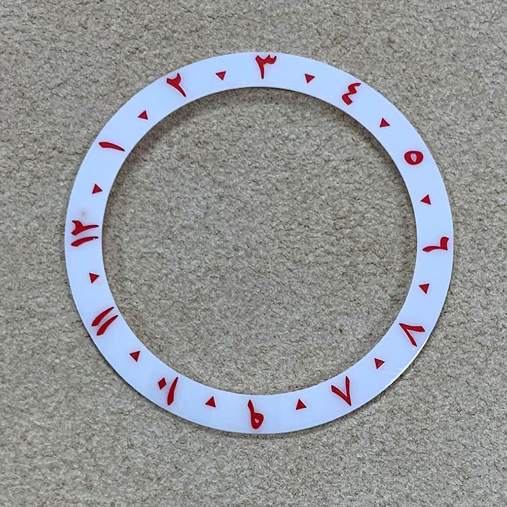 38mm Watch Bezel Insert Replacement White Ceramic Oblique Antique Arabic Numeral