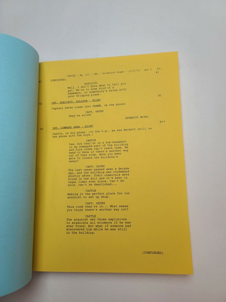 CASTLE / Andrew W. Marlowe TV Script, Nic Bishop & Wendy Davis "Under Fire"