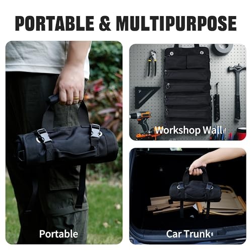 Portable Foldable Roll-Up Waterproof Tool Bag Organizer with 5 Compartments &