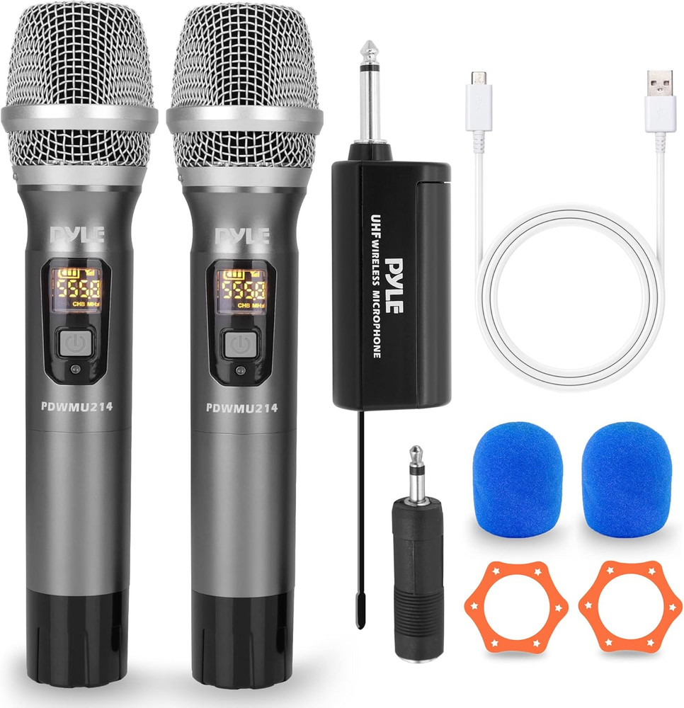 Dual UHF Wireless Microphone System - Professional Handheld Dynamic Cordless Mic