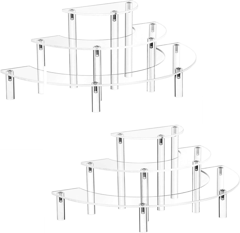Acrylic Risers Display Stand for Pop Figures, 3 Tier Cupcake Stand, Perfume Stan