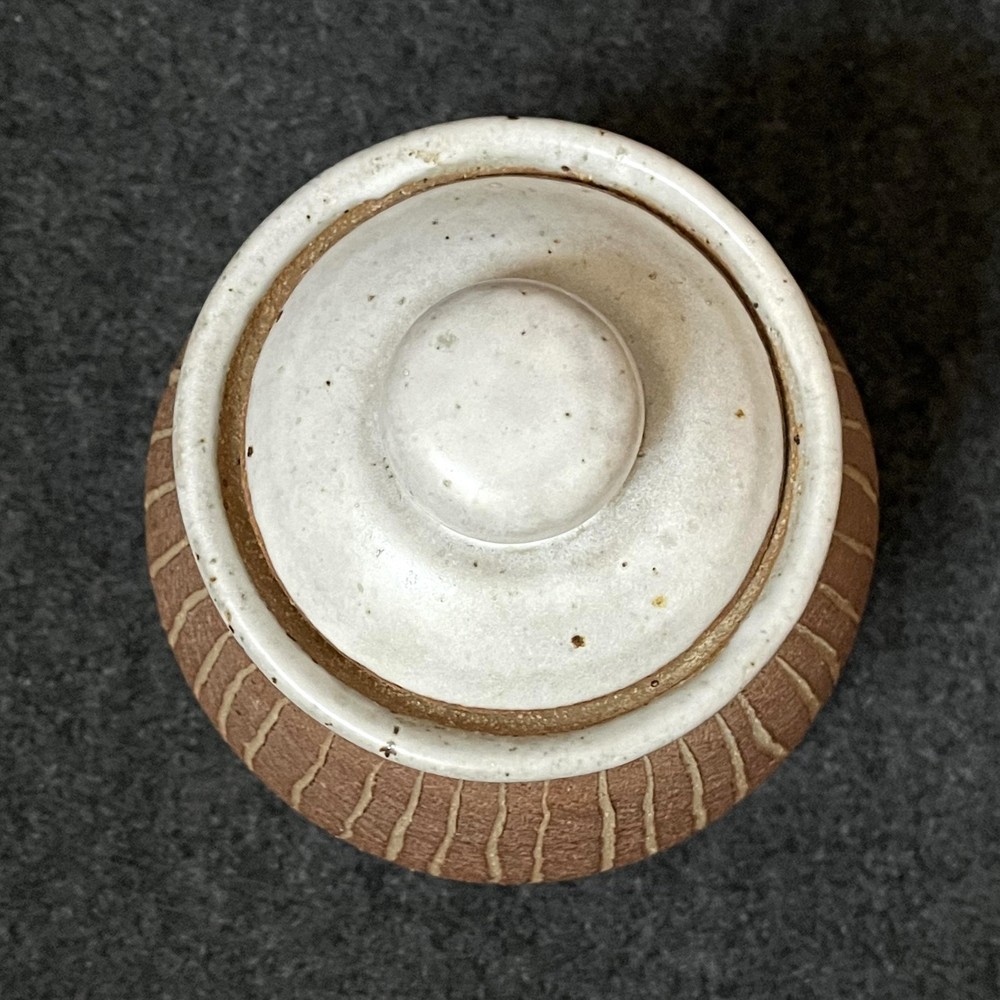 Studio Art Pottery Container Jar With Lid Vintage Handmade Abstract