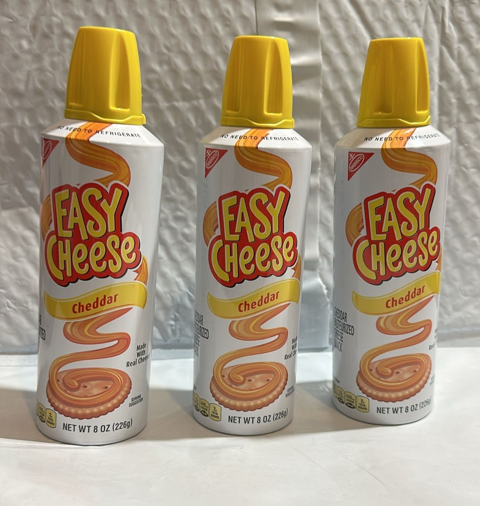 (3 pack) Easy Cheese Cheddar Cheese Snack, 8 oz