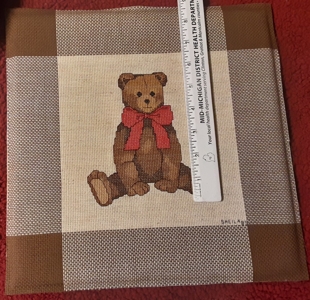 Finished Unframed Cross Stitch Teddy Bear
