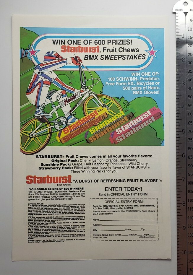 Vintage Starburst Candy Rare Print Advertisement 1985