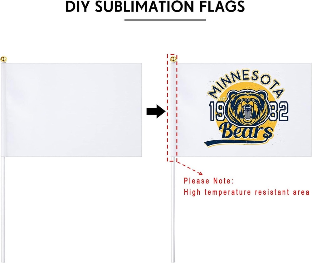 50 Pcs White Small Mini Flags Bulk Sublimation Blank Solid Plain