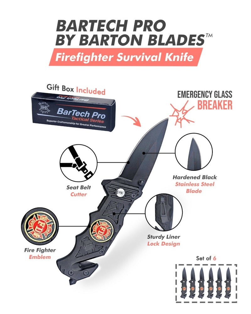 Personalized Firefighter Survival Knife w/ Fire Fighter Emblem