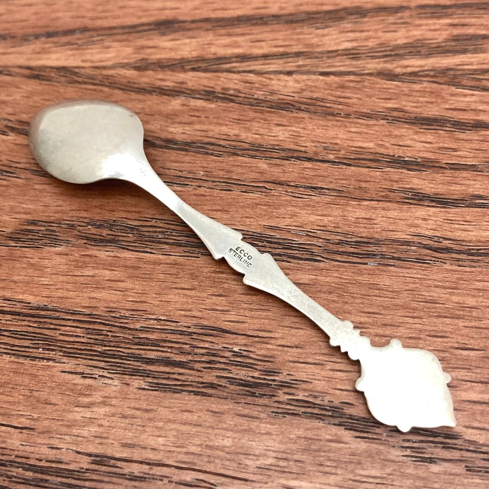 Niagara Falls Canada Sterling Silver Souvenir Spoon Enamel Maple Leaf by ECCO