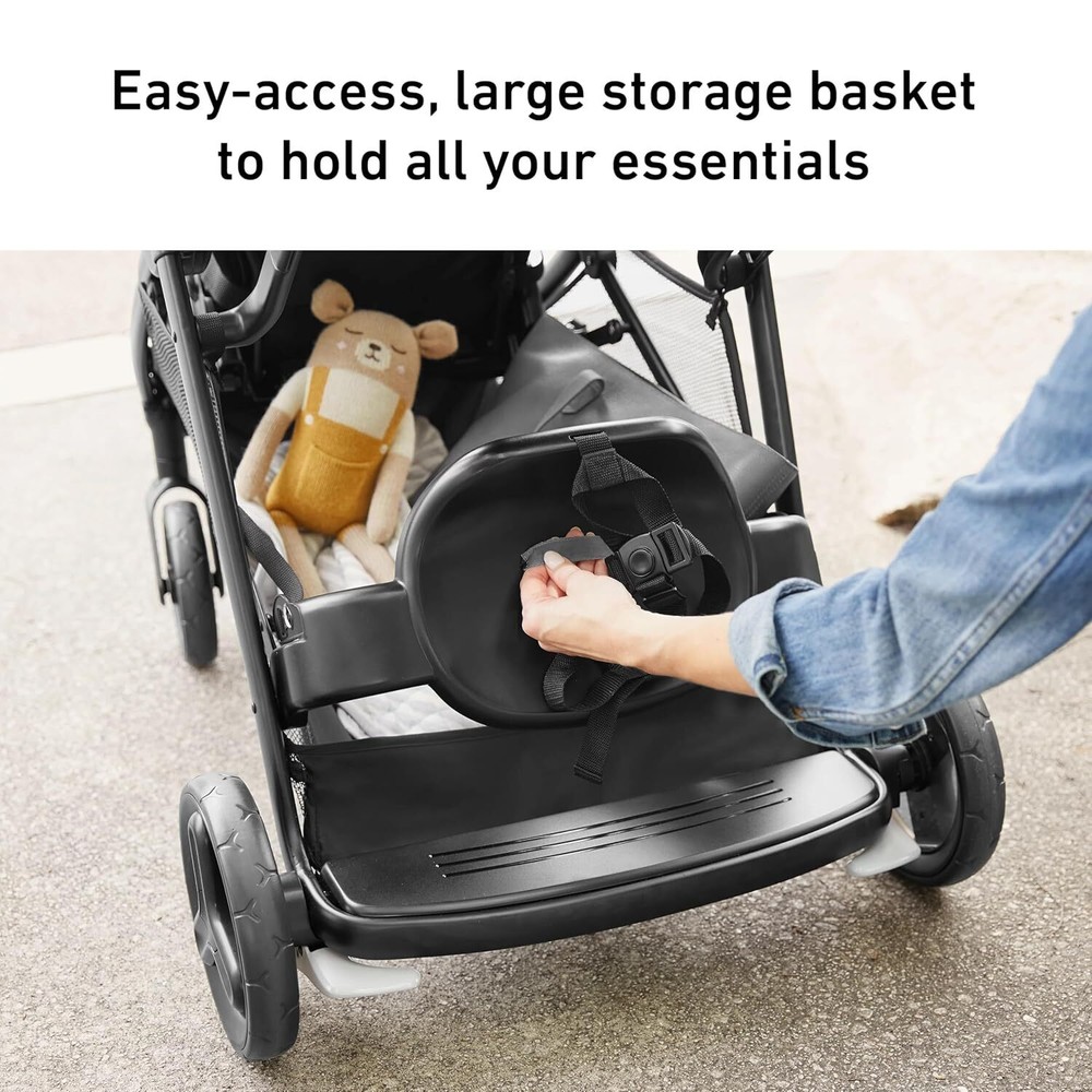 Double Stroller Features Bench Seat and Standing Platform Options